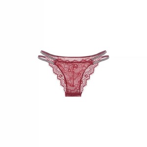 Braguitas de bikini de encaje floral sexy y atrevidas para mujer, de talle bajo y fino, con banda lateral brillante y logo en la cintura. - Product Image 6