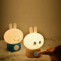 Veilleuse LED Rechargeable en Silicone en Forme de Lapin Mignon pour Chambre d'Enfant, Lampe de Chevet Douce au Toucher pour Bébé et Maison