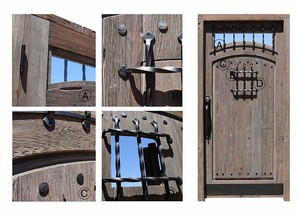 Estilo antiguo de madera al por mayor de hierro forjado puerta de entrada con <span class=keywords><strong>bar</strong></span> y parrilla - Product Image 3