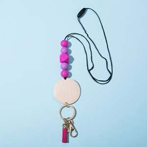 Collar de discos de silicona de colores al por mayor con monograma, llavero, cordón con cuentas para profesores y enfermeras - Product Image 5