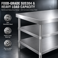 Table de travail de cuisine professionnelle en acier inoxydable avec étagère supérieure pour cuisine centralisée, livraison rapide, prix de gros, approvisionnement en vrac