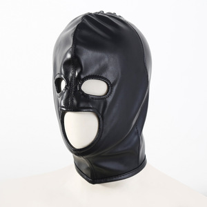 <span class=keywords><strong>Masque</strong></span> en cuir PU noir souple pour adultes, avec ouvertures pour les yeux et la bouche, pour jeux érotiques SM homme-femme, article de bondage et de punition - Product Image 5