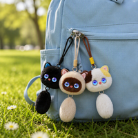 Porte-clés en peluche chat intelligent AI mignon, interactif et parlant, en polyester, 10 cm
