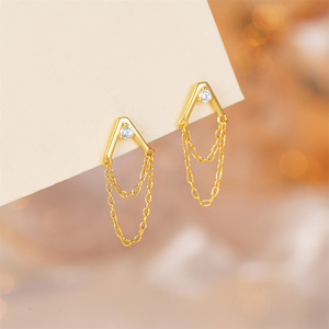 Pendientes de Plata de Ley 925 CANNER con Circonitas, Baño de Rodio, Diseño de Borla y Forma de A, para Uso Diario - Product Image 6