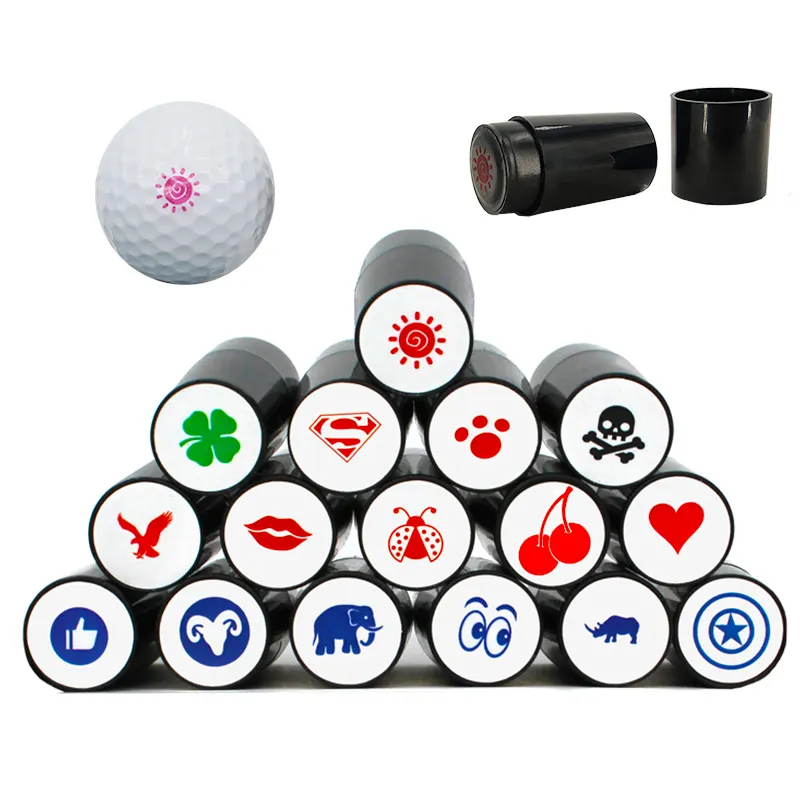 Yeni Golf topu Stamper damga işaretleyici gösterim conta hızlı kuru plastik çok renkli Golf yardım aksesuarları sembolü golfçü hediye