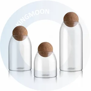 Storage Bottle Jar Set Clear Glass with Cork Ball Stopper High Borosilicate Glass Food Multifunction Cylinder Transparent