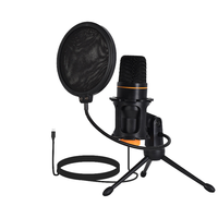 Mikrofon Kondenser Profesional OEM 3.5mm Berkabel untuk Desktop, Mikrofon Boom Logam Peredam Kebisingan untuk Podcast dan Rekaman Studio