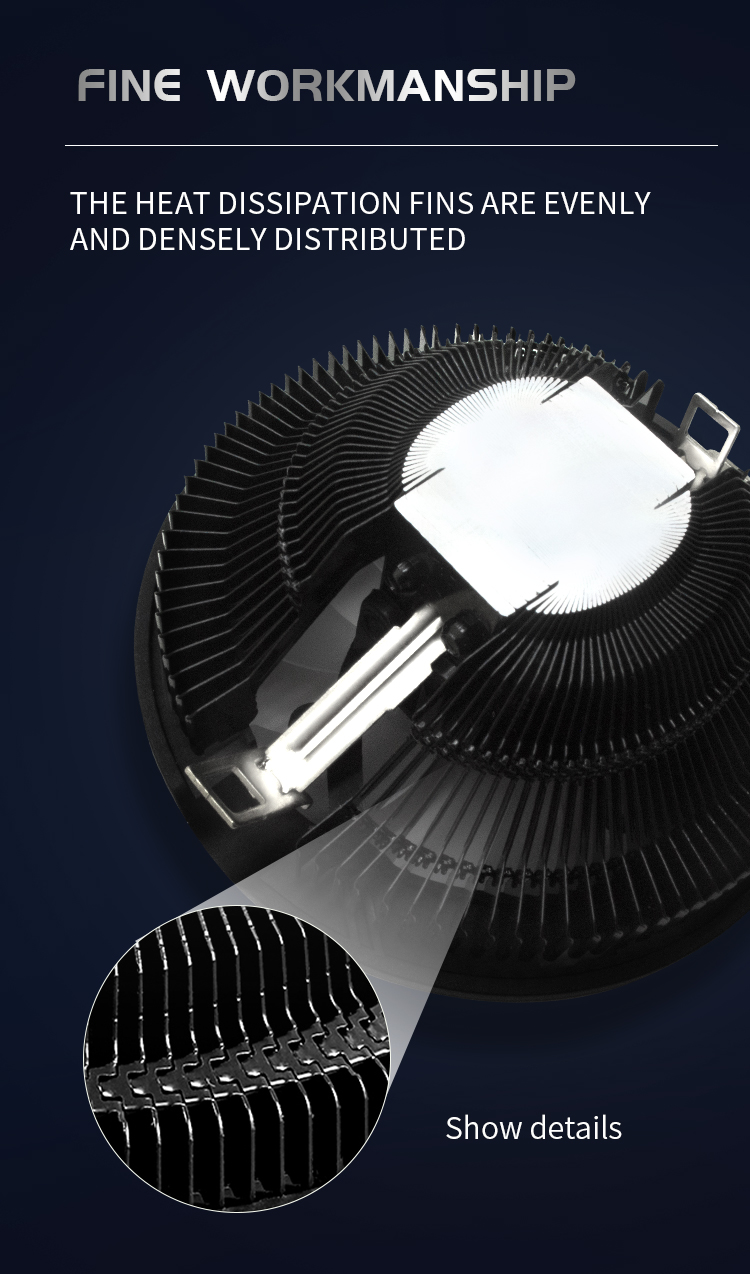 Computer multi-platform CPU radiator black heat sink RGB cool fan downblow mute 12CM streamer support 115X 1200 1700 AM4