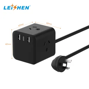 Leishen saa רשום תקן אוסטרליה 2 USB-A + סוג C-c קובייה הרחבה עומס יתר מגן נקודת כוח gpo extender