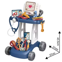 EPT 14 pièces Chariot de docteur pour enfants, ensemble de jeu médical avec stéthoscope, jouet de simulation, 2 couleurs assorties