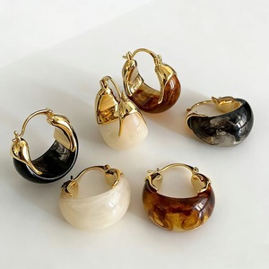 Trendy <b>Cuff</b> <b>Earrings</b> Gold Plated Acrylic Resin Lucite Zinc Alloy Women's Party Fashion Jewelry Made in China - Product Image 4