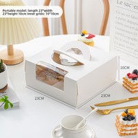 Boîte à gâteau carrée blanche jetable et recyclable, style dossier, en carton, emballage de boulangerie avec fenêtre transparente, qualité alimentaire, personnalisable