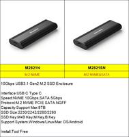 Carcasa M.2 NVME y SATA de Doble Protocolo, Carcasa para SSD M.2 NVME/NGFF SATA, 10 Gbps, Tipo C, SATA NVME M.2 2230 2242 2260 2280