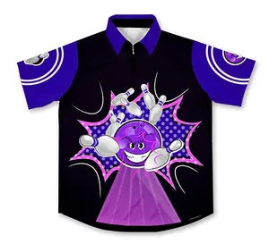 Groothandel Poloshirts Bowling Uniformen Bedrukt Vintage Custom Design Kleurstof Gesublimeerd Bowling Jersey
