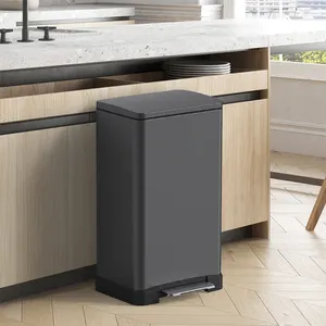 Touchless Soft Step Trash Can with Odor Filter System Dustbin Stainless Steel Round Pedal Bin Automatic 45l