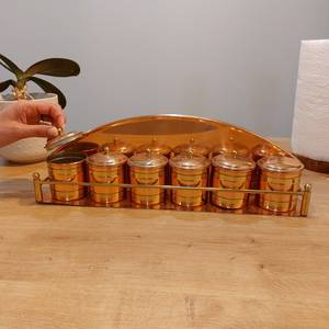 Copper Spice Jars Set With Lids Airtight <b>Storage</b> <b>Kitchen</b> Container Vintage Design Handcrafted Stackable Cylinder Shape - Product Image 5