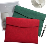 Carpeta de Archivo A4 de Cuero PU Verde con Logotipo Personalizado, Organizador de Documentos con Cierre a Presión para Oficina o Regalos Corporativos