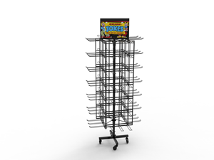 Étagère rotative mobile, présentoir à 4 côtés multi-usages avec crochets pour magasin de proximité - Product Image 5