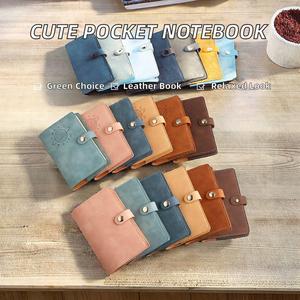 Cute Wholesale Leather Handwritten Diary A7 Pocket <b>Book</b> with Simple Buckle Loose-leaf Eco-Friendly Custom Logo Available - Product Image 2