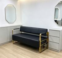 Banc d'attente commercial pour salon, chaise d'attente en cuir noir de type banc pour hall de spa