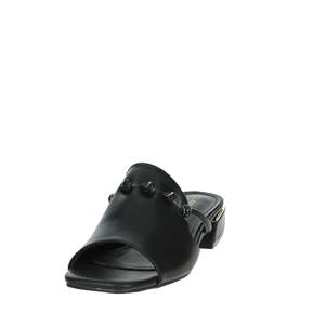Mules de Mujer Laura Biagiotti, Sandalias de Tacón Bajo de Cuero Negro - Product Image 6