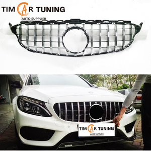 Grille avant TIM MB Classe C W205 Pré-lifting (2015-2018) Grille <span class=keywords><strong>Star</strong></span>/GT - Noir brillant Remplacement de la grille W205 C180 C200 C260 - Product Image 2