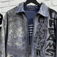 Veste de travail d'hiver personnalisée Finch Garment pour homme, en toile de canard sergé vieillie, effet éclaboussures de peinture, avec patchs vintage