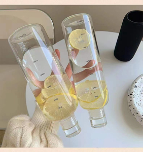 BONTOP Clear Glass Water Bottle Anti Scald Sleeve Scale Mark 500/750ml Eco-Friendly Classic Design Unisex Outdoor <b>Drinkware</b> - Product Image 4