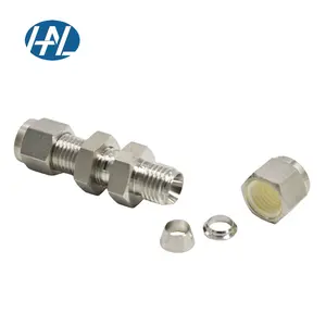 Bulkhead Union 316 Stainless Steel Compression Double Ferrule Fittings Connector 6000 PSI