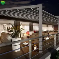 Toldos impermeables motorizados para balcón, Patio, pérgola retráctil, sistema de techo con ventanas de vidrio
