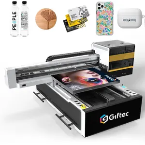 Giftec pabrikan pencetak digital Harga agen 6090 dtf pencetak flatbed uv printer a1 untuk cetak kayu botol logo timbul 3D