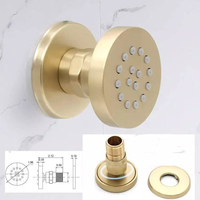Or brossé montage mural thermostatique hôtel utilisation salle de bain pluie LED système de douche robinets combo ensembles bouton vanne Massage Jet Spray