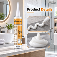 Colle silicone sans clou pour la construction 280/300ml – Adhésif polyvalent pour panneaux muraux, plinthes, bois, PVC, décoration et emballage