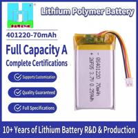 Prix d'usine, batteries au lithium polymère rechargeables QS401220 70mAh, cellule Lipo 3.7V 70mAh, batterie Li-Polymère