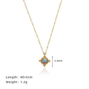 Minimalist Anti Tarnish Gold Necklace 18K Real Stainless Steel <b>Opal</b> Necklace Set for Women Men Girls - Product Image 2