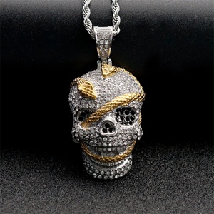 Nuevo Collar con Colgante de Calavera de Acero Inoxidable Chapado en Oro de 18k con Cadena de Eslabones, Regalo Casual/Deportivo para Hombre, Collar con Dije para Fiesta - Product Image 3