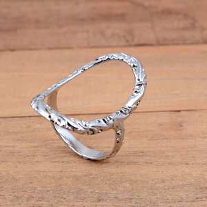 925 Sterling Silver Luxury Wedding Wire Oval <b>Open</b> <b>Ring</b> Handmade Design for Women - Product Image 2