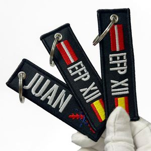 Hight Quality <b>Customized</b> Double Sided Logo Polyester Woven <b>Key</b> Chain With Metal Single Loop Airplane Keychain Patch Personalized - Product Image 4