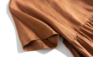 Personalizzi il caramello delle donne francesi eleganti semplici casuali 100% della tela Retro/vestiti neri della tela - Product Image 3