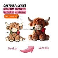 Peluche Mignonne Vache des Highlands, Jouet Doux et Moelleux, Veau en Peluche Kawaii, Cadeau pour Enfants, Animal en Peluche Personnalisé pour la Maison