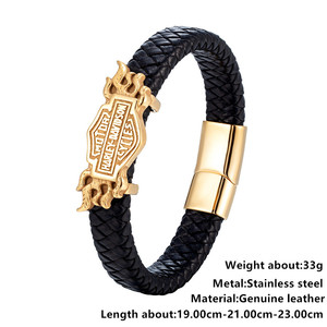 Bracelet tressé en cuir véritable de vachette avec fermoir en acier inoxydable pour homme, modèle 2026 <span class=keywords><strong>MOTOR</strong></span> <span class=keywords><strong>Harley</strong></span> <span class=keywords><strong>Davidson</strong></span> <span class=keywords><strong>Cycles</strong></span> - Product Image 4