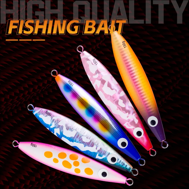 100g/150g/200g/300g Glow Vertical Boat Fishing Metall Jigs locken Slow Pitch Jigging Blei Jig GT Thunfisch köder