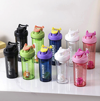 Gobelets mélangeurs en plastique transparent pour le sport et la remise en forme avec logo personnalisé, 700 ml et 900 ml, bouteille mélangeuse avec compartiment pour poudre de protéines à pression