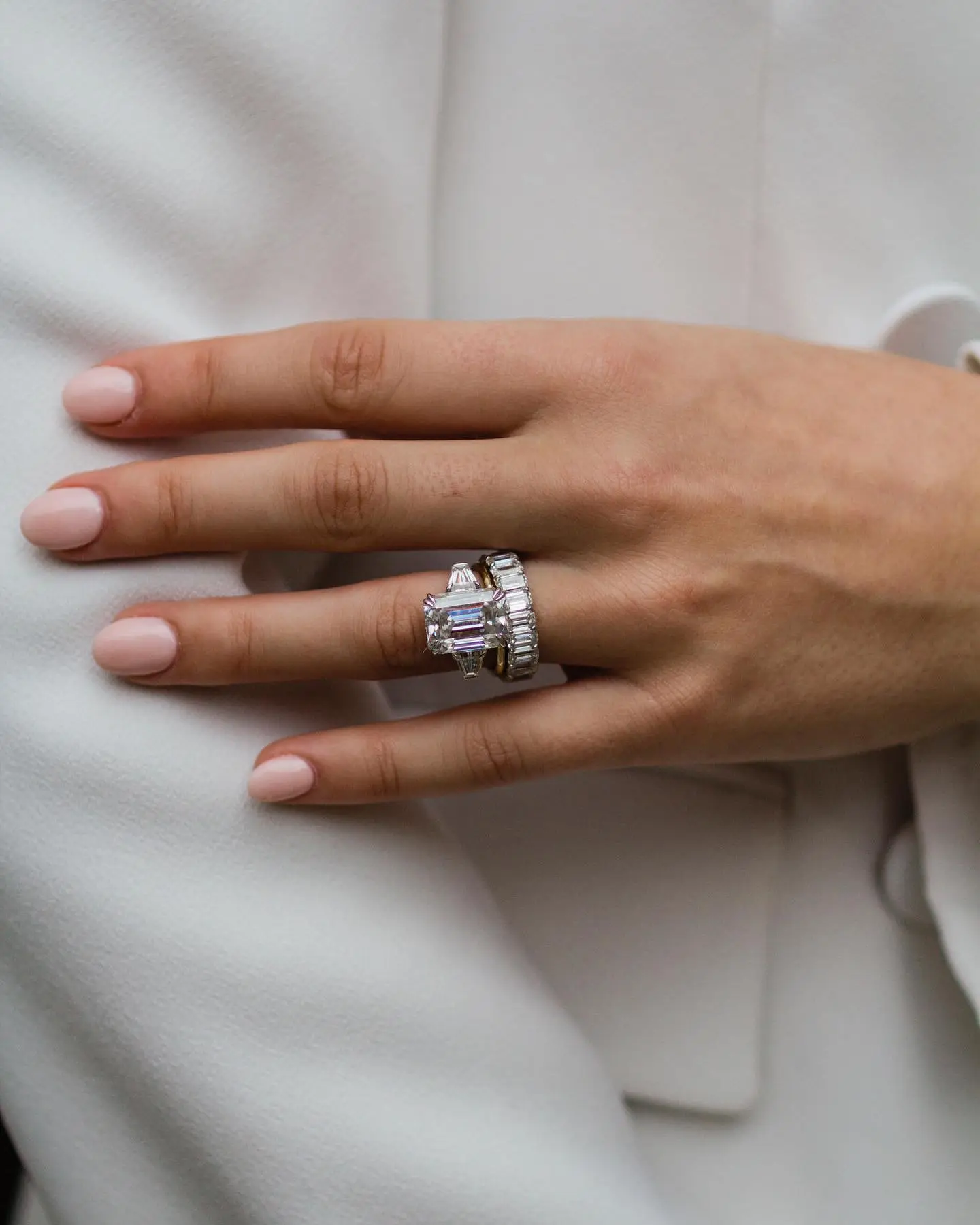 Custom Diamond Ring Band Luxury Emerald Flawless Moissanite Diamond Engagement Ring 14K Solid Gold Wedding Rings For Women