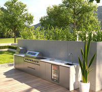 Cuisine Modulaire Autonome Durable pour Espaces Extérieurs – Ensemble d'Armoires Anti-Intempéries pour Aménagement de Villa, Patio et Cour