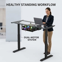 Bureau de jeu en aluminium AOR en gros avec design moderne, plateau en verre transparent, support pour ordinateur, hauteur réglable et extensible