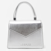 Übersee-Lager Silber Metallic PU-Leder Handtasche Damen Top-Handle-Tasche Umschlagform Kleine Umhängetasche Schnelle Lieferung