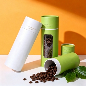 Custom Coffee Bean Tube <b>Box</b> White Green Paper Packaging with Clear Window <b>Recyclable</b> Four Color Printing - Product Image 4