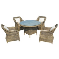 Ensemble table et chaises de salle à manger de jardin en rotin de luxe personnalisé mobilier d'extérieur pour patio de restaurant