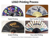 Kipas Tangan Lipat Bambu/Plastik Custom Print Kain Buatan Tangan Dekorasi Pernikahan Hadiah Liburan Suvenir Bisnis